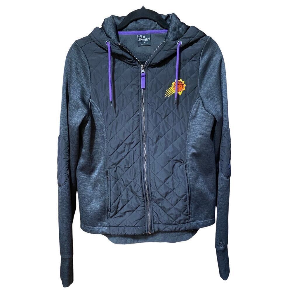 Full zip hoodie jacket Phoenix Suns by Colosseum womens SzM quilted w/Elbow pads